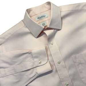 Brooks Brothers Dress Shirt Mens 16-35 Non-Iron Point Collar Pocket Pink